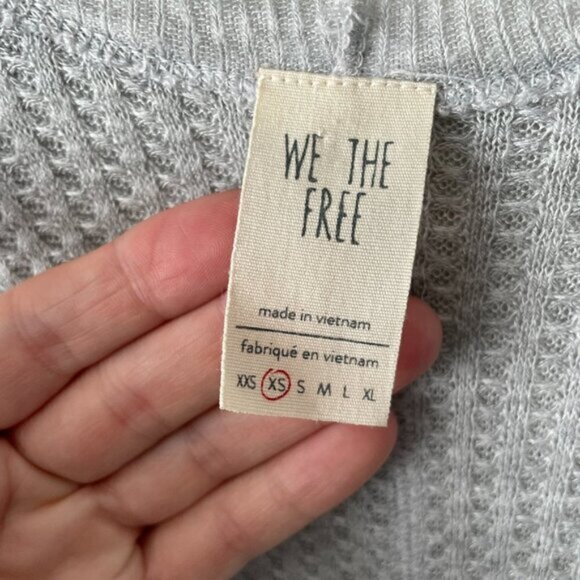 FREE People Catalina Thermal Long Sleeve Shirt V-Neck Pullover Gray XS - Picture 6 of 6